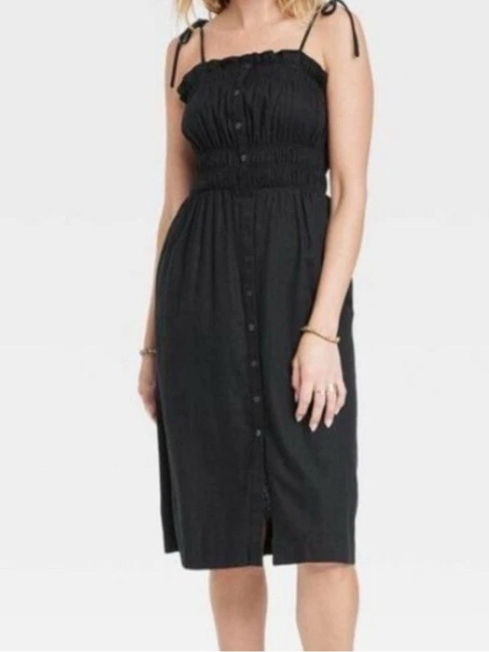 Universal Thread Target women’s black bow tie strap button midi dress size LARGE